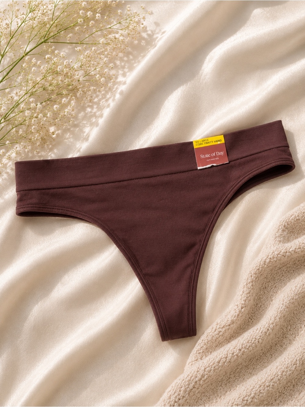 Women's Brown Cotton Thong